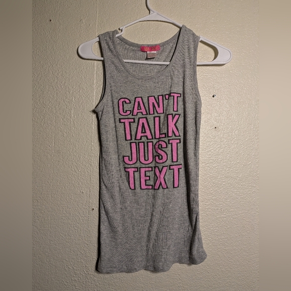5 More Minutes Gray Tank Top with Pink Text Size Medium - Picture 2 of 5